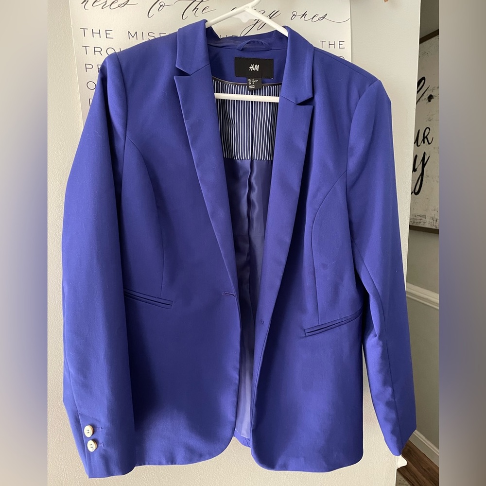 H&M women’s cobalt blue blazer size 10